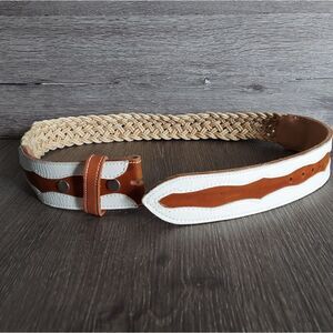 Vintage Leather Woven Braided Rope Western Belt 40" Long **No Buckle**
